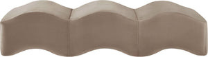 Meridian Furniture Wave Sculptural Curved Velvet Upholstered Bench for Bedroom Entryway or Living Room Accent Taupe 22092Taupe