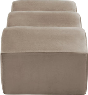 Meridian Furniture Wave Sculptural Curved Velvet Upholstered Bench for Bedroom Entryway or Living Room Accent Taupe 22092Taupe