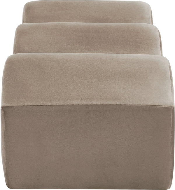 Meridian Furniture Wave Sculptural Curved Velvet Upholstered Bench for Bedroom Entryway or Living Room Accent Taupe 22092Taupe
