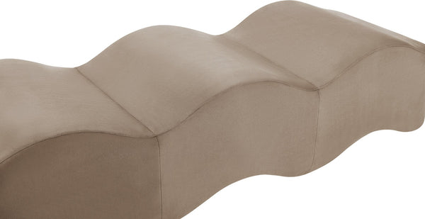 Meridian Furniture Wave Sculptural Curved Velvet Upholstered Bench for Bedroom Entryway or Living Room Accent Taupe 22092Taupe