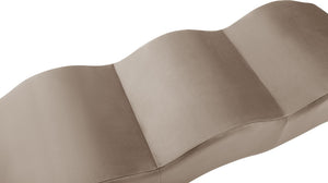 Meridian Furniture Wave Sculptural Curved Velvet Upholstered Bench for Bedroom Entryway or Living Room Accent Taupe 22092Taupe