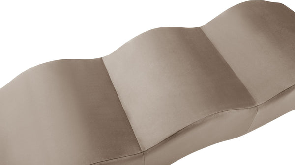 Meridian Furniture Wave Sculptural Curved Velvet Upholstered Bench for Bedroom Entryway or Living Room Accent Taupe 22092Taupe