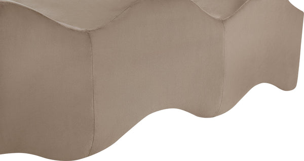Meridian Furniture Wave Sculptural Curved Velvet Upholstered Bench for Bedroom Entryway or Living Room Accent Taupe 22092Taupe