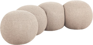 Meridian Furniture Apollo Art Deco Boucle Upholstered Bench with Circular Cushion Detail for Bedroom Entry 22093Beige
