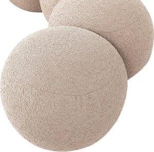 Meridian Furniture Apollo Art Deco Boucle Upholstered Bench with Circular Cushion Detail for Bedroom Entry 22093Beige