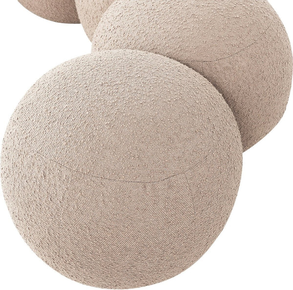 Meridian Furniture Apollo Art Deco Boucle Upholstered Bench with Circular Cushion Detail for Bedroom Entry 22093Beige