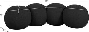 Meridian Furniture Apollo Art Deco Boucle Upholstered Bench with Geometric Sculptural Seat for Bedroom 22093Black