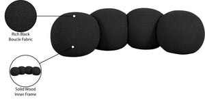 Meridian Furniture Apollo Art Deco Boucle Upholstered Bench with Geometric Sculptural Seat for Bedroom 22093Black