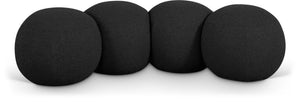 Meridian Furniture Apollo Art Deco Boucle Upholstered Bench with Geometric Sculptural Seat for Bedroom 22093Black