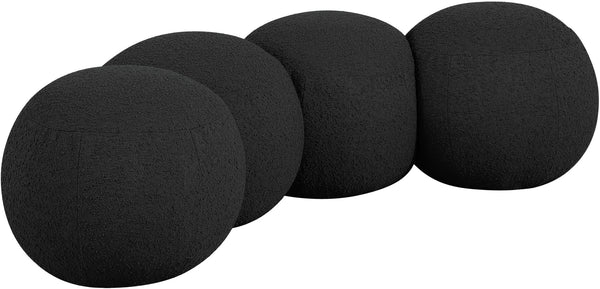 Meridian Furniture Apollo Art Deco Boucle Upholstered Bench with Geometric Sculptural Seat for Bedroom 22093Black