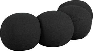 Meridian Furniture Apollo Art Deco Boucle Upholstered Bench with Geometric Sculptural Seat for Bedroom 22093Black