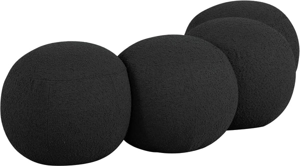 Meridian Furniture Apollo Art Deco Boucle Upholstered Bench with Geometric Sculptural Seat for Bedroom 22093Black