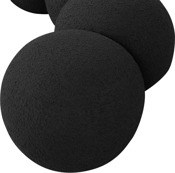 Meridian Furniture Apollo Art Deco Boucle Upholstered Bench with Geometric Sculptural Seat for Bedroom 22093Black