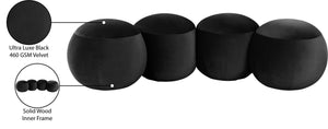 Meridian Furniture Apollo Art Deco Velvet Upholstered Bench with Circular Cushion Detail for Bedroom Entry 22094Black