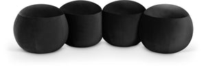 Meridian Furniture Apollo Art Deco Velvet Upholstered Bench with Circular Cushion Detail for Bedroom Entry 22094Black