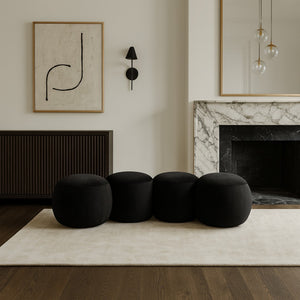 Meridian Furniture Apollo Art Deco Velvet Upholstered Bench with Circular Cushion Detail for Bedroom Entry 22094Black