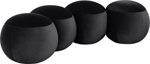 Meridian Furniture Apollo Art Deco Velvet Upholstered Bench with Circular Cushion Detail for Bedroom Entry 22094Black
