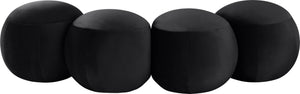 Meridian Furniture Apollo Art Deco Velvet Upholstered Bench with Circular Cushion Detail for Bedroom Entry 22094Black