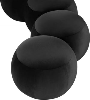 Meridian Furniture Apollo Art Deco Velvet Upholstered Bench with Circular Cushion Detail for Bedroom Entry 22094Black