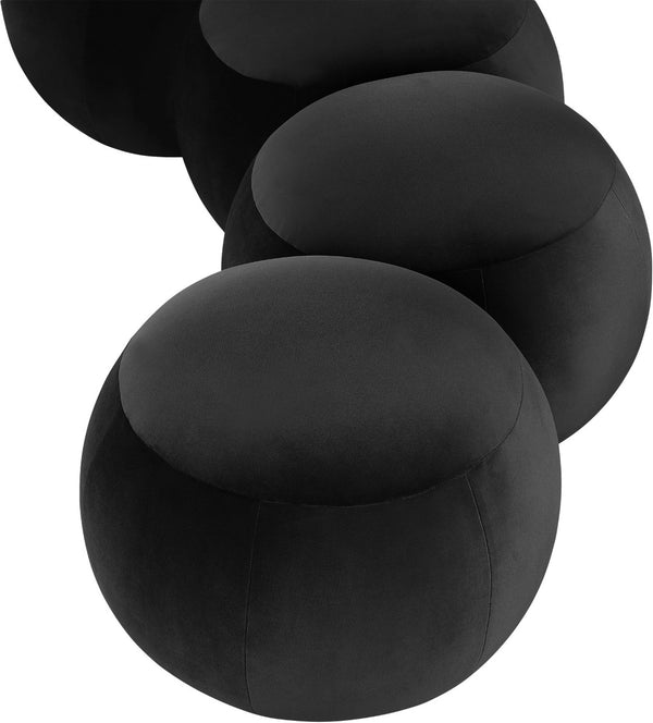 Meridian Furniture Apollo Art Deco Velvet Upholstered Bench with Circular Cushion Detail for Bedroom Entry 22094Black