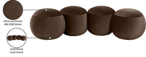 Meridian Furniture Apollo Art Deco Velvet Upholstered Bench with Plush Foam Seat for Bedroom or Entryway 22094Brown