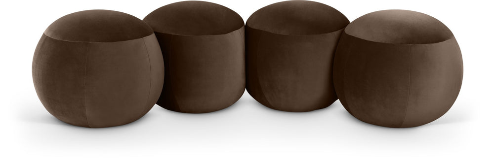Meridian Furniture Apollo Art Deco Velvet Upholstered Bench with Plush Foam Seat for Bedroom or Entryway 22094Brown