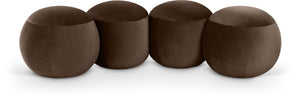 Meridian Furniture Apollo Art Deco Velvet Upholstered Bench with Plush Foam Seat for Bedroom or Entryway 22094Brown