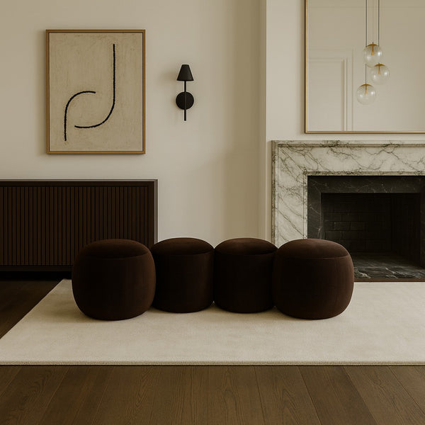 Meridian Furniture Apollo Art Deco Velvet Upholstered Bench with Plush Foam Seat for Bedroom or Entryway 22094Brown