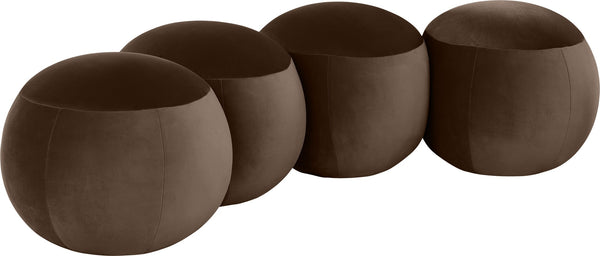 Meridian Furniture Apollo Art Deco Velvet Upholstered Bench with Plush Foam Seat for Bedroom or Entryway 22094Brown