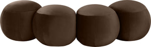 Meridian Furniture Apollo Art Deco Velvet Upholstered Bench with Plush Foam Seat for Bedroom or Entryway 22094Brown