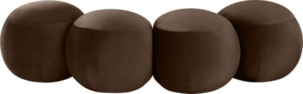 Meridian Furniture Apollo Art Deco Velvet Upholstered Bench with Plush Foam Seat for Bedroom or Entryway 22094Brown