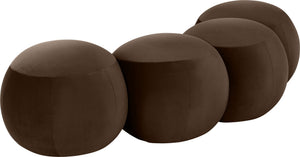 Meridian Furniture Apollo Art Deco Velvet Upholstered Bench with Plush Foam Seat for Bedroom or Entryway 22094Brown