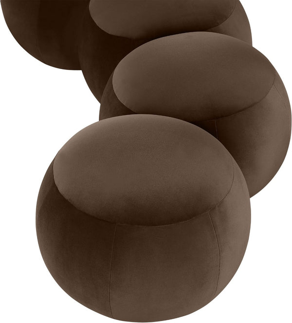 Meridian Furniture Apollo Art Deco Velvet Upholstered Bench with Plush Foam Seat for Bedroom or Entryway 22094Brown