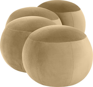 Meridian Furniture Apollo Art Deco Velvet Upholstered Bench with Sculpted Circular Seat for Bedroom Entryway 22094Camel