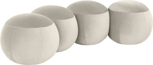 Meridian Furniture Apollo Art Deco Cream Velvet Upholstered Bench with Sculptural Cushion Detailing 22094Cream