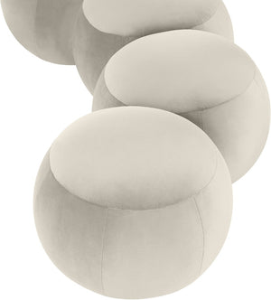 Meridian Furniture Apollo Art Deco Cream Velvet Upholstered Bench with Sculptural Cushion Detailing 22094Cream