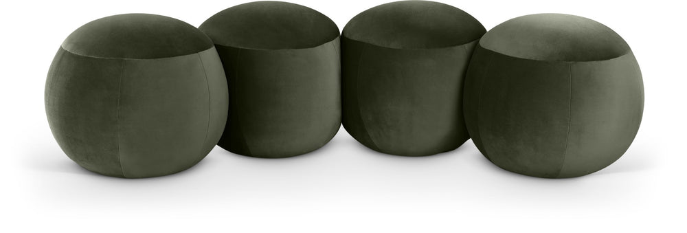 Meridian Furniture Apollo Emerald Velvet Art Deco Upholstered Bench with Sculpted Cushion Detailing 22094Green