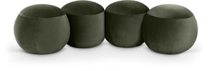 Meridian Furniture Apollo Emerald Velvet Art Deco Upholstered Bench with Sculpted Cushion Detailing 22094Green