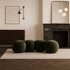 Meridian Furniture Apollo Emerald Velvet Art Deco Upholstered Bench with Sculpted Cushion Detailing 22094Green