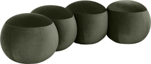 Meridian Furniture Apollo Emerald Velvet Art Deco Upholstered Bench with Sculpted Cushion Detailing 22094Green