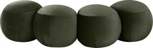 Meridian Furniture Apollo Emerald Velvet Art Deco Upholstered Bench with Sculpted Cushion Detailing 22094Green
