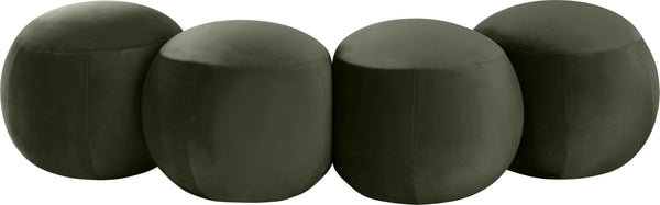 Meridian Furniture Apollo Emerald Velvet Art Deco Upholstered Bench with Sculpted Cushion Detailing 22094Green