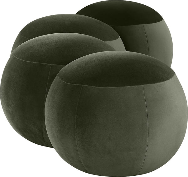 Meridian Furniture Apollo Emerald Velvet Art Deco Upholstered Bench with Sculpted Cushion Detailing 22094Green
