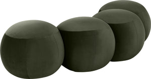 Meridian Furniture Apollo Emerald Velvet Art Deco Upholstered Bench with Sculpted Cushion Detailing 22094Green
