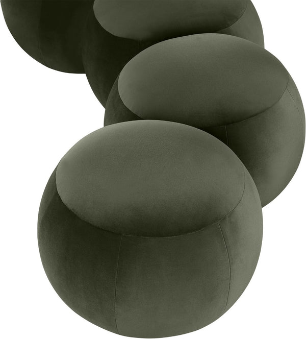 Meridian Furniture Apollo Emerald Velvet Art Deco Upholstered Bench with Sculpted Cushion Detailing 22094Green