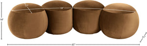 Meridian Furniture Apollo Art Deco Saddle Velvet Upholstered Bench with Circular Cushion Details 22094Saddle