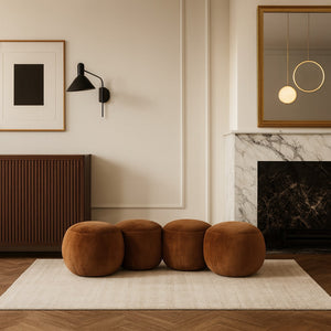 Meridian Furniture Apollo Art Deco Saddle Velvet Upholstered Bench with Circular Cushion Details 22094Saddle
