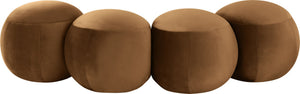 Meridian Furniture Apollo Art Deco Saddle Velvet Upholstered Bench with Circular Cushion Details 22094Saddle