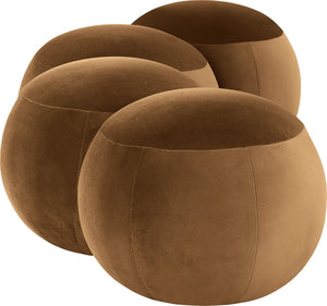 Meridian Furniture Apollo Art Deco Saddle Velvet Upholstered Bench with Circular Cushion Details 22094Saddle