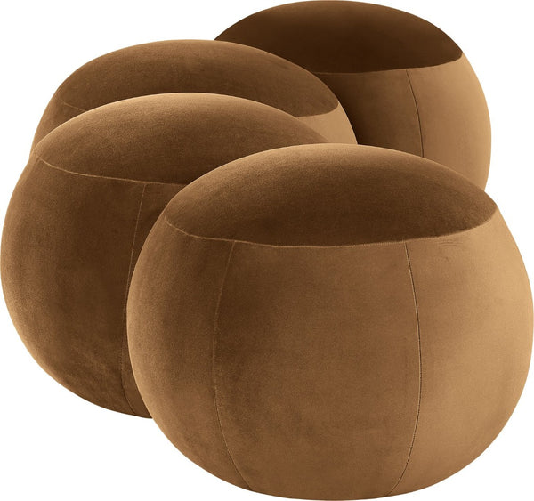 Meridian Furniture Apollo Art Deco Saddle Velvet Upholstered Bench with Circular Cushion Details 22094Saddle